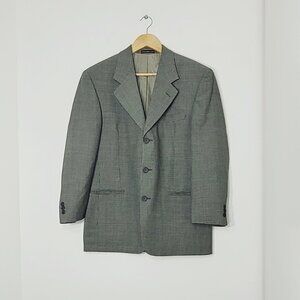 Oscar de la Renta Vintage Men's Oversized Gray Black Wool Blend Blazer Professor